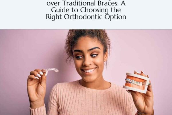 Featured Image - for the Blog post. Reads: "Benefits of Clear Aligners over Traditional Braces: A Guide to Choosing the Right Orthodontic Options. Learn More."